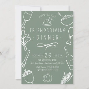 Cute Friendsgiving Thanksgiving Dinner Pumpkin Invitation