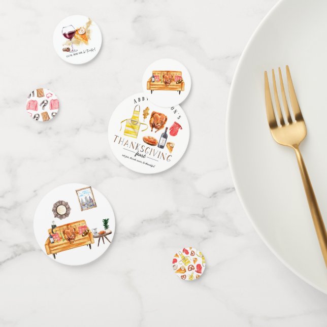 Cute Friendsgiving Thanksgiving Party Personalised Confetti (Group)