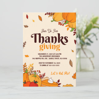Cute Friendsgiving Thanksgiving Personalised Invitation