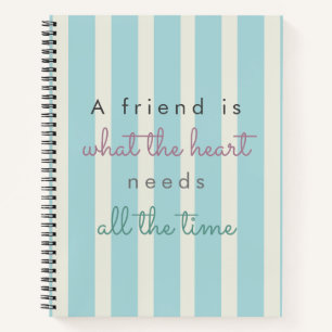 cute friendship quote blue typography calligraphy notebook