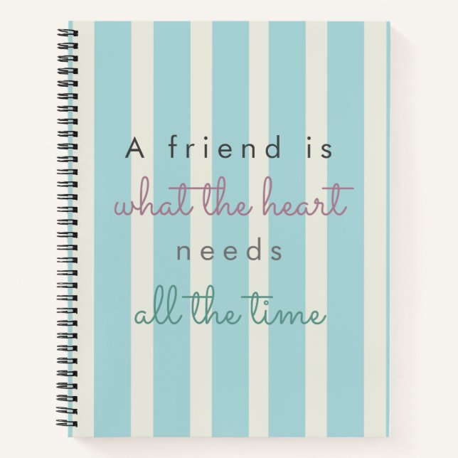 cute friendship quote blue typography calligraphy notebook (Front)