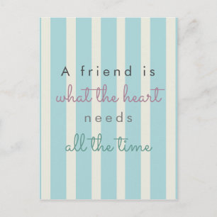 cute friendship quote inspirational blue stripes postcard