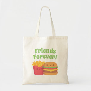 Cute Fries and Burger, Friends Forever tote bag