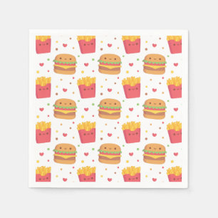 Cute Fries and Burger Pattern Napkin