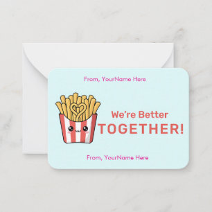 Cute Fries Classroom Valentine Flat Note Card