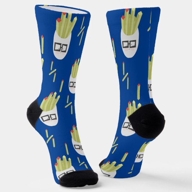 Cute Fries Junk Food Pattern Socks (Angled)