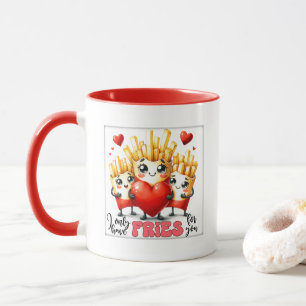 Cute fries love word art mug