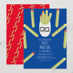 Cute Fries Restaurant Birthday Party  Invitation