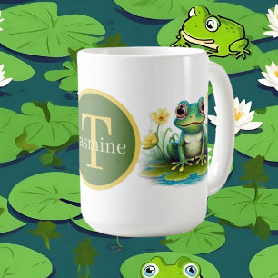 cute frog add monogram  coffee mug