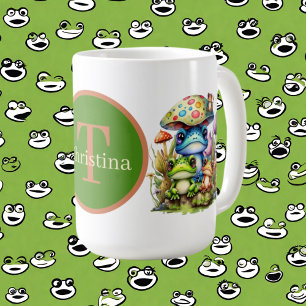 cute frog add monogram coffee mug