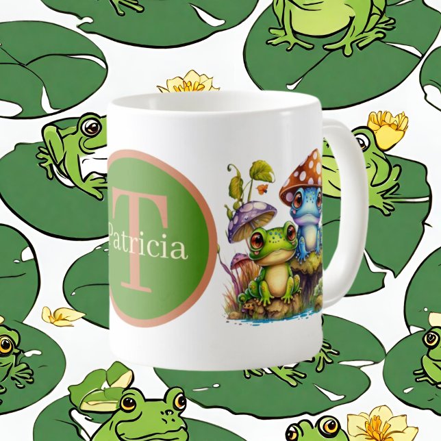 cute frog add monogram  coffee mug (Creator Uploaded)