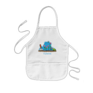 Cute frog and bee in garden cartoon illustration kids apron