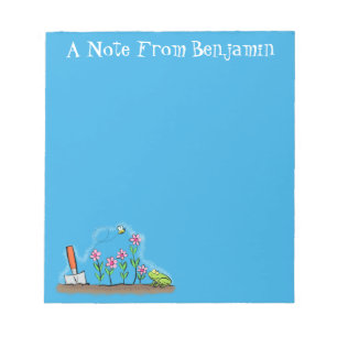 Cute frog and bee in garden cartoon illustration notepad