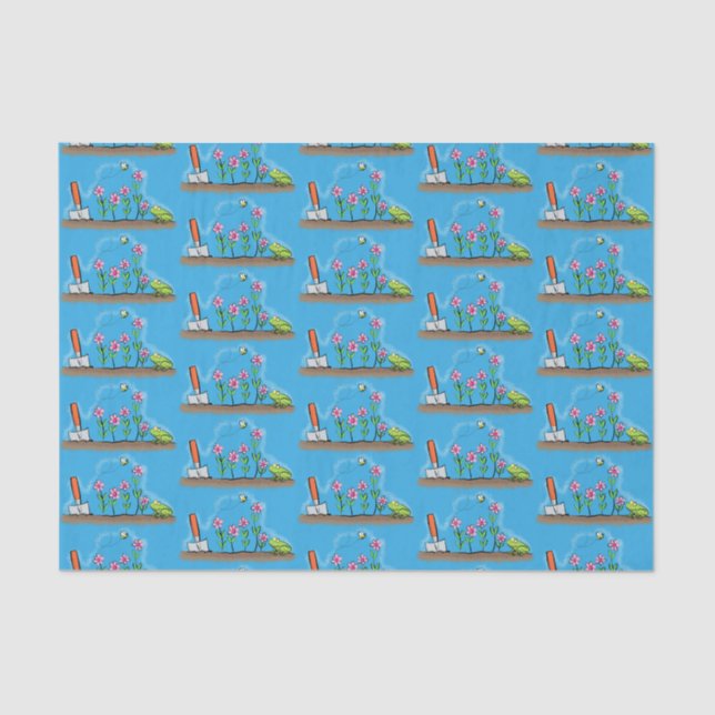 Cute frog and bee in garden cartoon illustration tissue paper (Front)