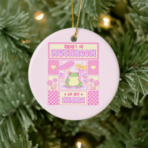 Cute Frog and Mushroom - Funny Romantic Ceramic Tree Decoration