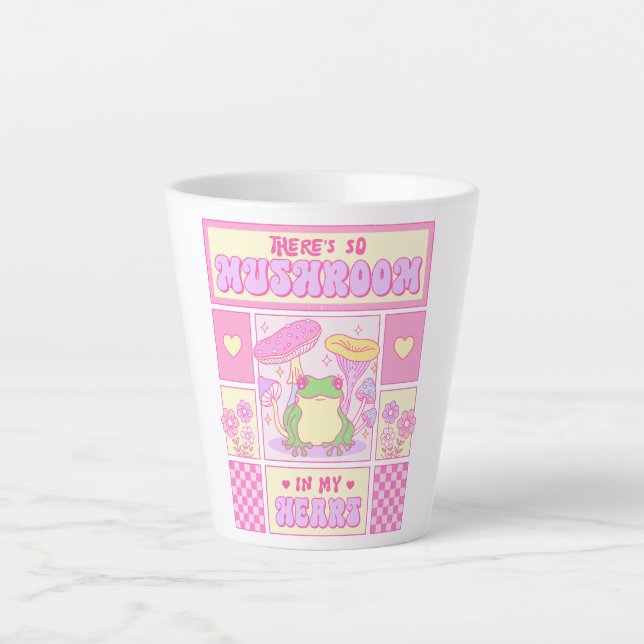 Cute Frog and Mushroom - Funny Romantic Latte Mug (Front)