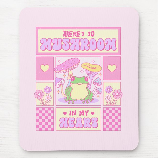 Cute Frog and Mushroom - Funny Romantic Mouse Mat (Front)