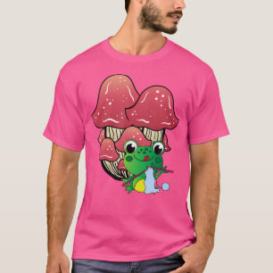 Cute Frog And Mushroom House Toad Knitting Cottage T-Shirt
