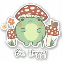 Cute Frog and Mushrooms | Be Hoppy Vinyl