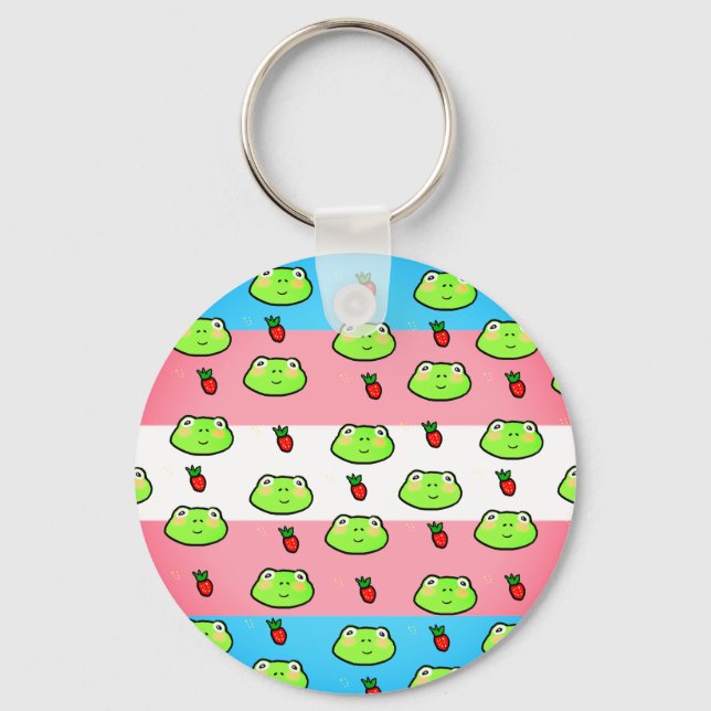 Cute Frog and Strawberry Cottage Key Ring (Front)