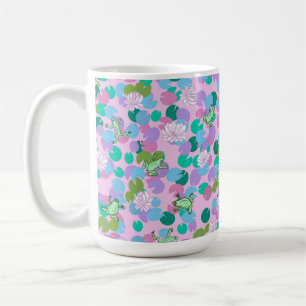 Cute frog art mug with pink background