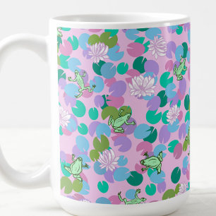 Cute frog art mug with pink background