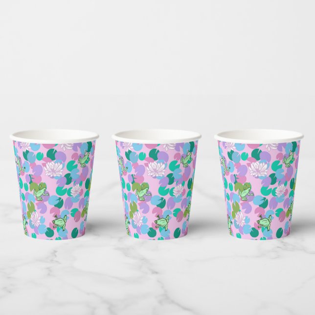 Cute frog art paper cups with pink background (Multi)