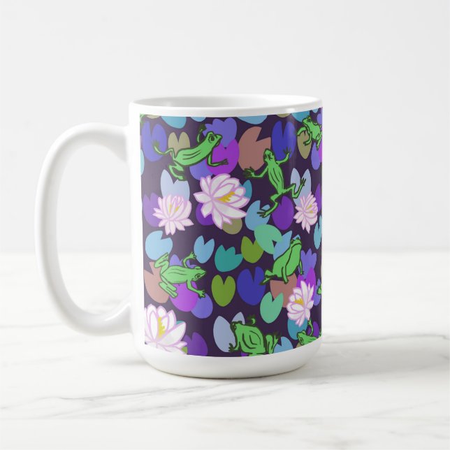 Cute frog art trendy froggy aesthetic coffee mug (Left)