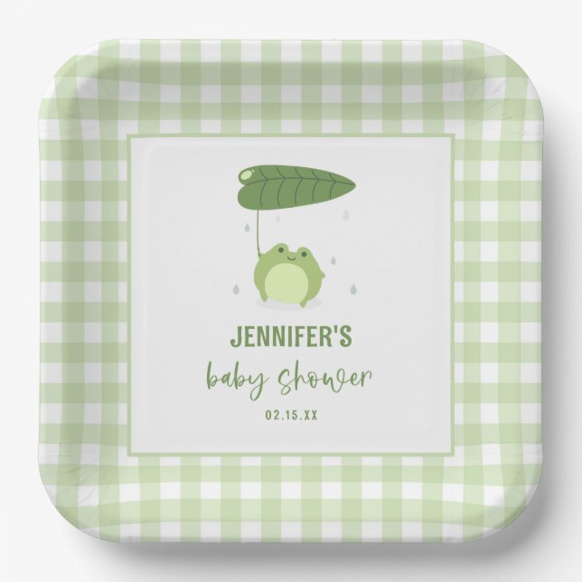 Cute Frog Baby Shower Paper Plate (Front)