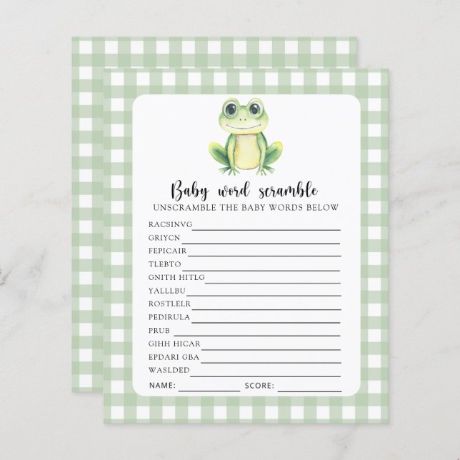 Cute Frog Baby Word Scramble Game (Front/Back)