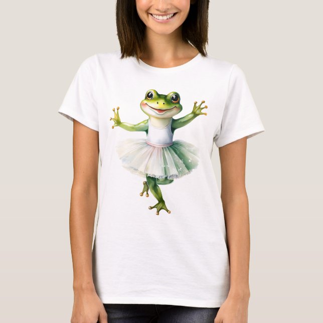 Cute frog ballerina dancing ballet. T-Shirt (Front)