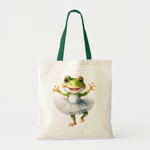 Cute frog ballerina dancing ballet. tote bag