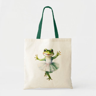Cute frog ballerina dancing ballet. tote bag