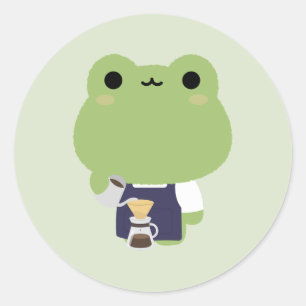 Cute Frog Barista Classic Round Sticker