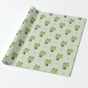 Cute Frog Barista Wrapping Paper