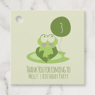 Cute Frog Birthday Green Balloon Thank You  Favour Tags