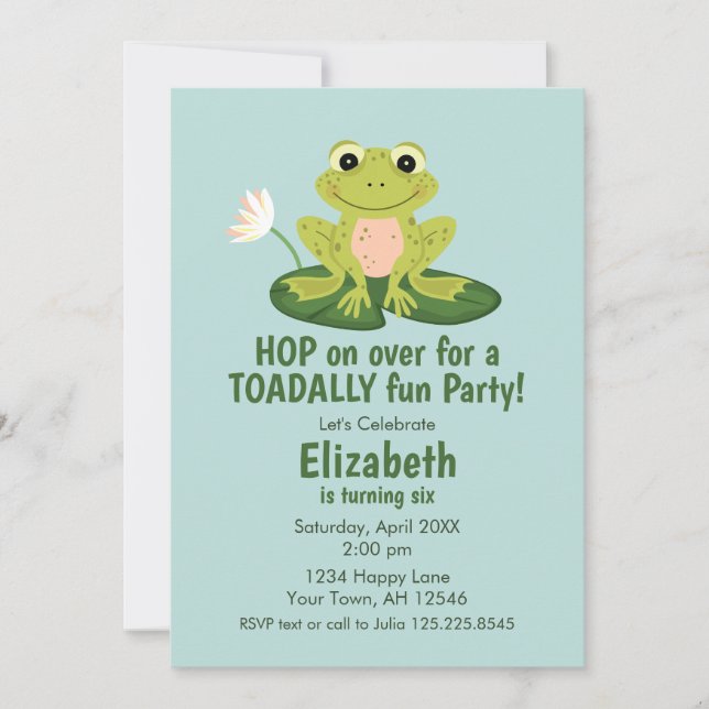 Cute Frog Birthday Invitation (Front)