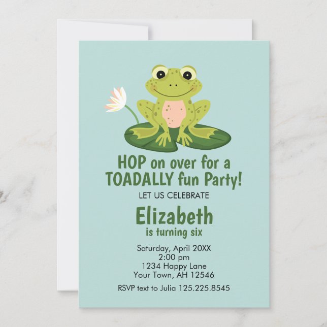Cute Frog Birthday Invitation (Front)