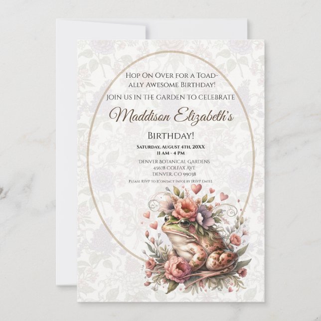 Cute Frog Birthday Invitation for Nature Lover (Front)