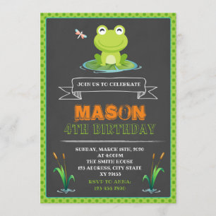 Cute frog birthday party invitation