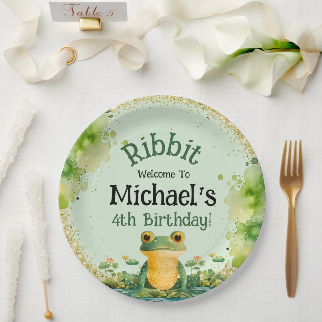Cute Frog Birthday Party Invitation Paper Plate (Wedding)