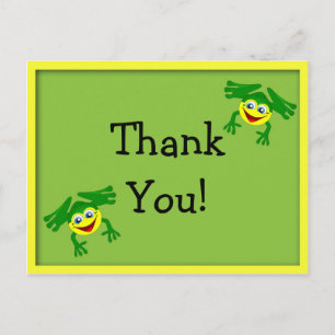 Cute Frog Birthday Thank You Postcard - Yellow