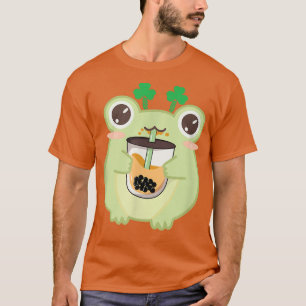 Cute Frog Boba Tea Cottagecore Aesthetic Kids Teen T-Shirt
