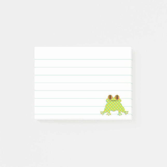 Cute Frog Cartoon 3 x 4 Lined Custom Post-it Notes (Front)