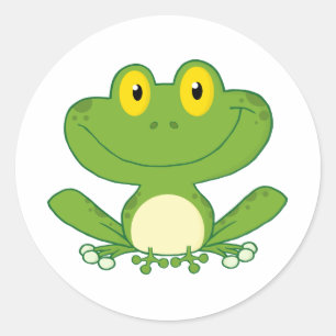 Cute Frog Cartoon Character Classic Round Sticker