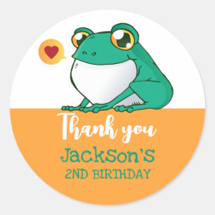 Cute Frog Cartoon Kids Birthday Party Favour Classic Round Sticker
