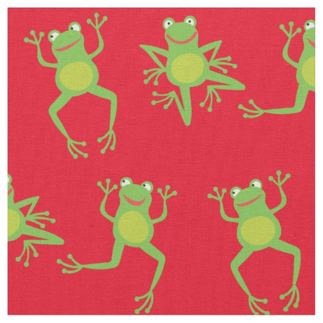 Cute Frog Cartoon Kids Fabric (Close Up)