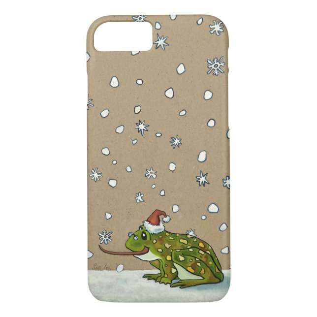 Cute Frog Catching Snowflake with Tongue Case-Mate iPhone Case (Back)