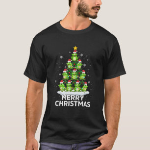Cute Frog Christmas Light Tree Funny Pyjamas Decor T-Shirt