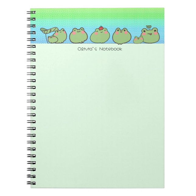 Cute Frog colourful gradient Personalised name Notebook (Front)